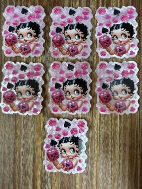 7 Pc Betty Boop - Pink Dice Acrylic Flatbacks